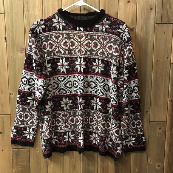 Vintage Claudia D. Womens Sweater Fair Isle Christmas Mock Neck Cozy Size Medium - Picture 11 of 13